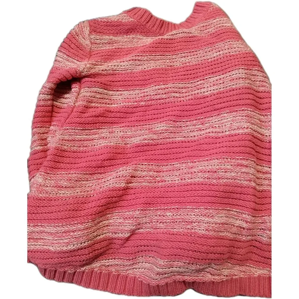 OLD NAVY GIRLS 5T WHITE pink STRIPED SWEATER  THREAD LONG SLEEVE